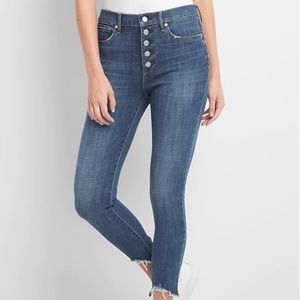 Button Front True Skinny High Rise Jeans